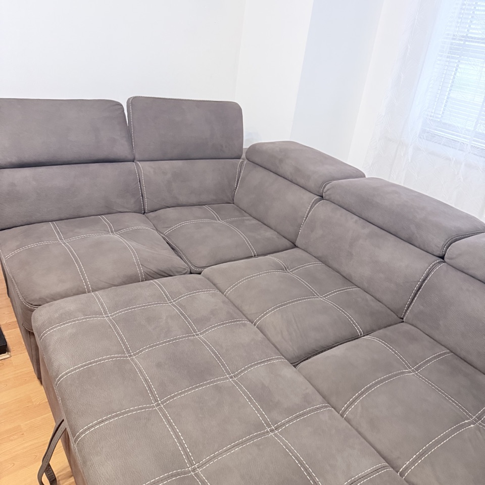 Grey sectional sofa after a real Pureline upholstery cleaning service in Cork